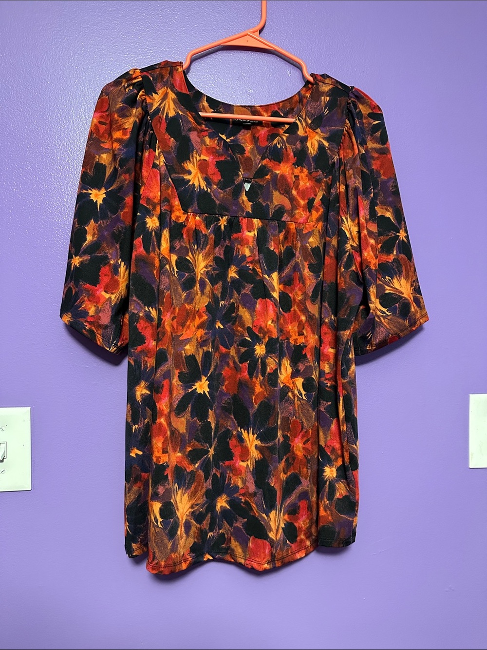 Ava & Grace Black Tunic Top with Autumn Floral Print
